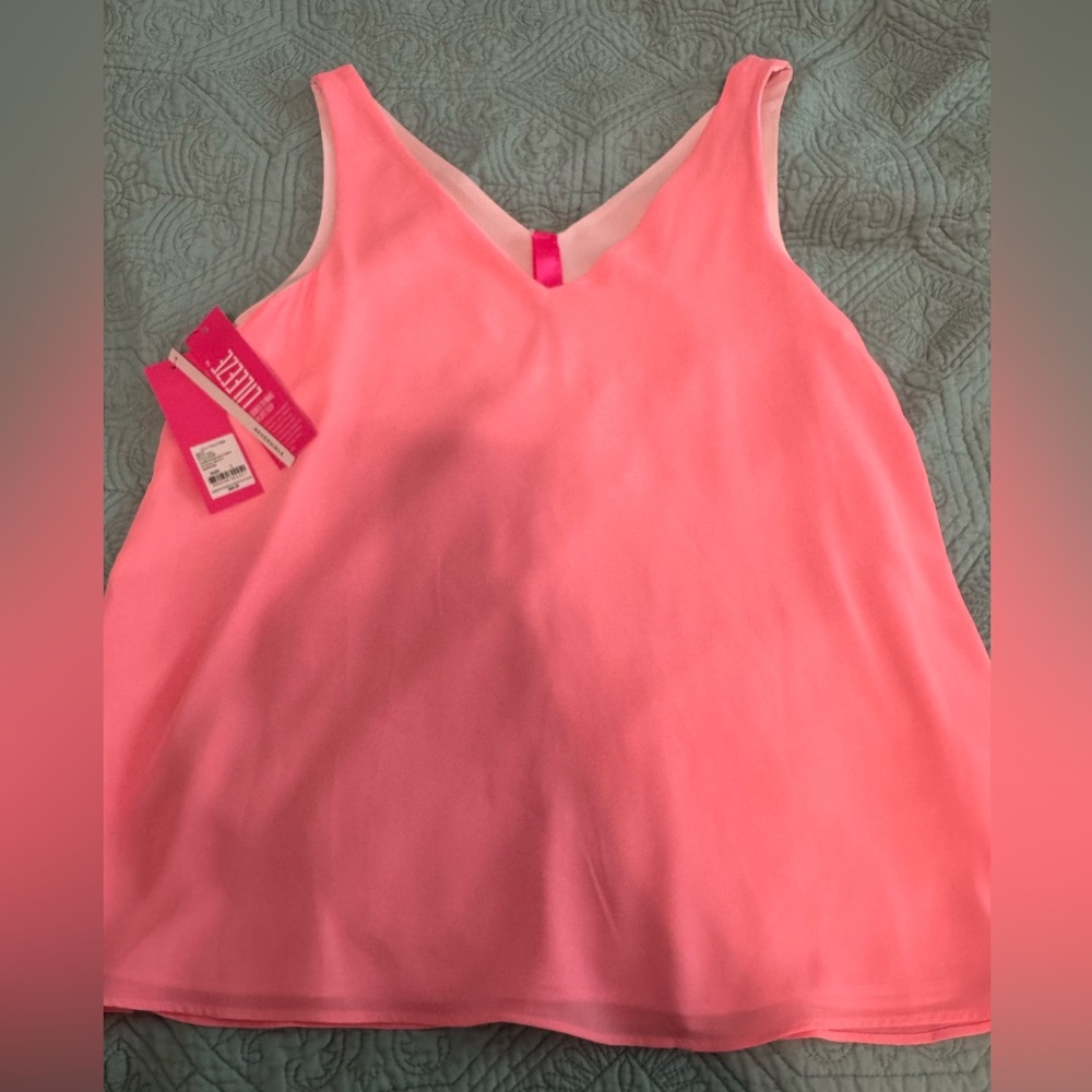 NWT Lilly Pulitzer Florin Sleeveless V-Neck Urchin Pink Size Large